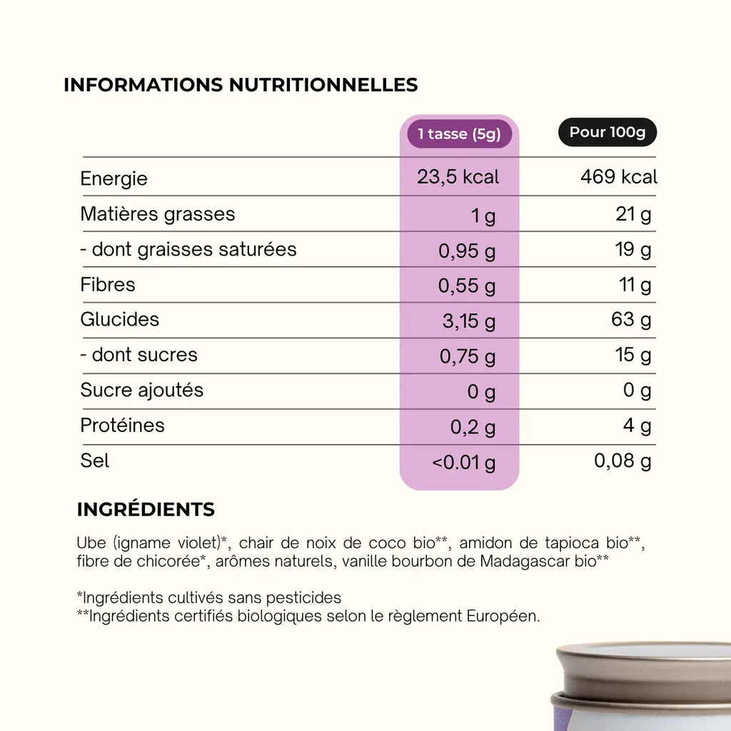 tableau nutrionnel araw blend