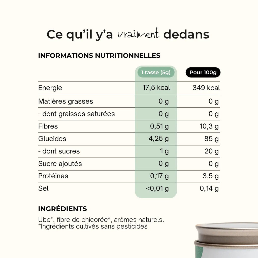valeur nutritionnelle ube nature